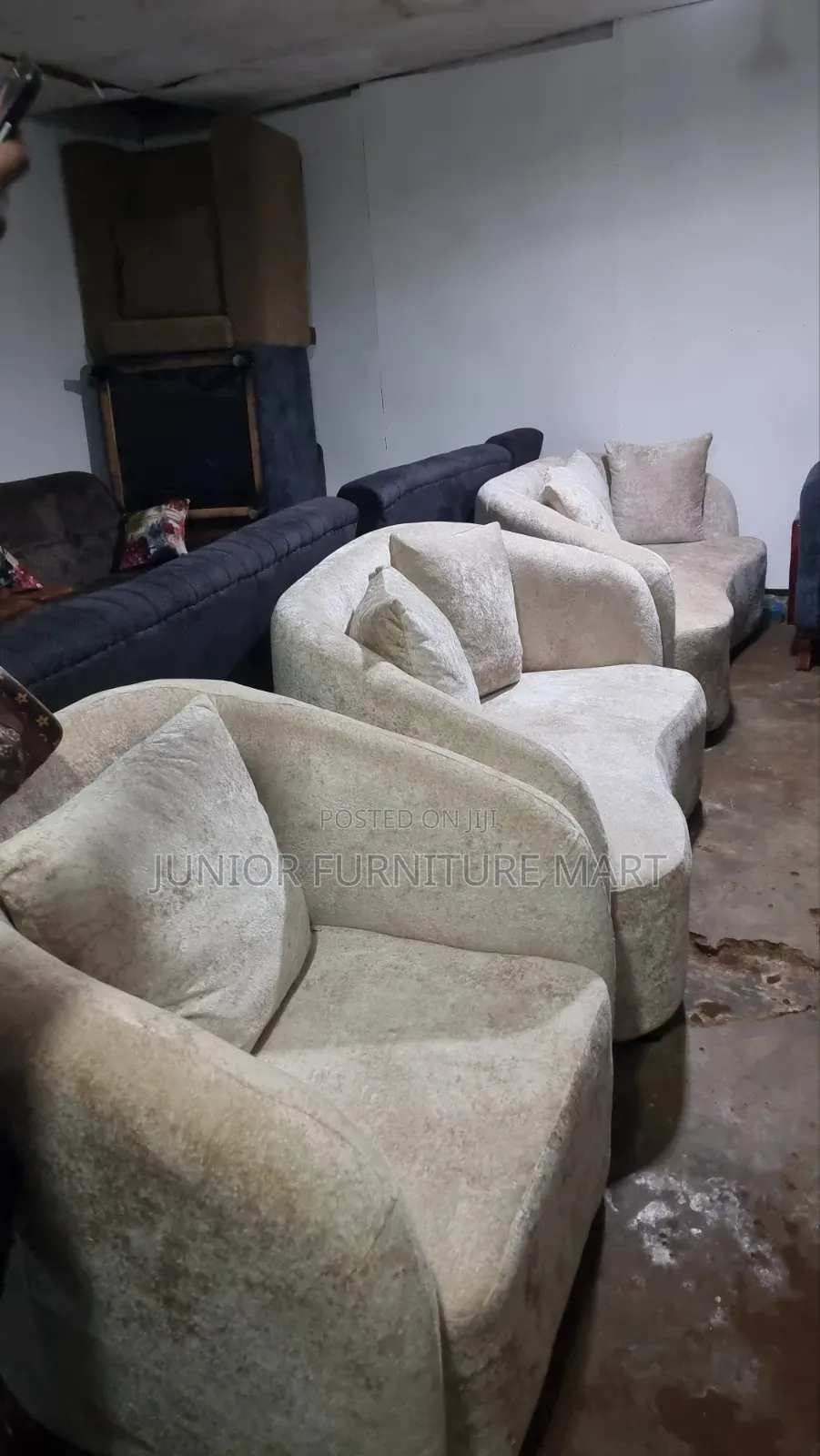Modern Bean Sofa in Soft Grey Fabric