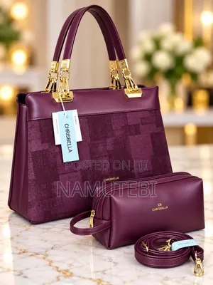 Chrisbella Luxury 2-in-1 Handbags and Matching Pouch Set.