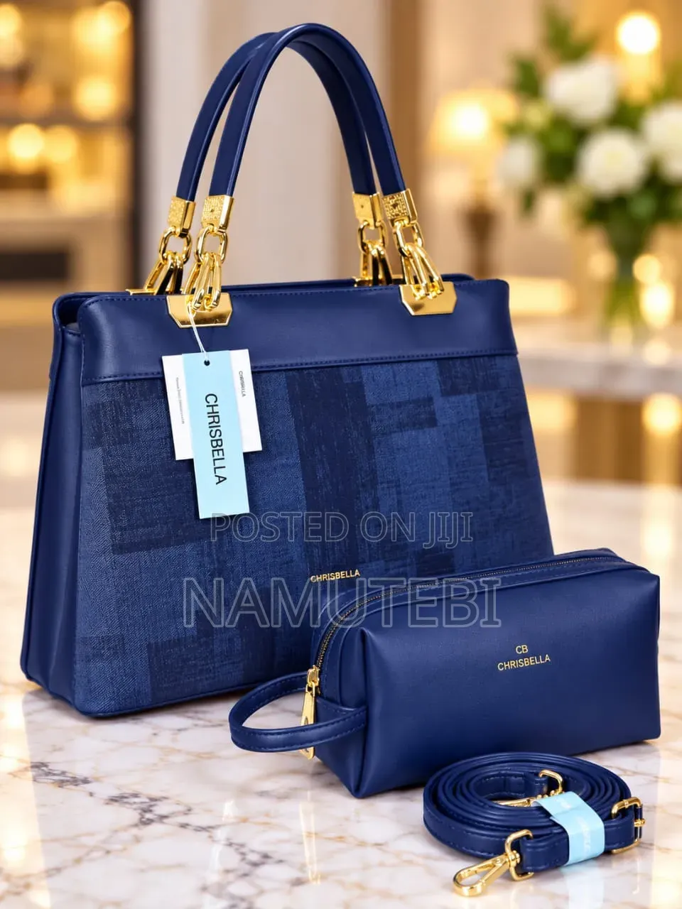 Chrisbella Luxury 2-in-1 Handbags and Matching Pouch Set.