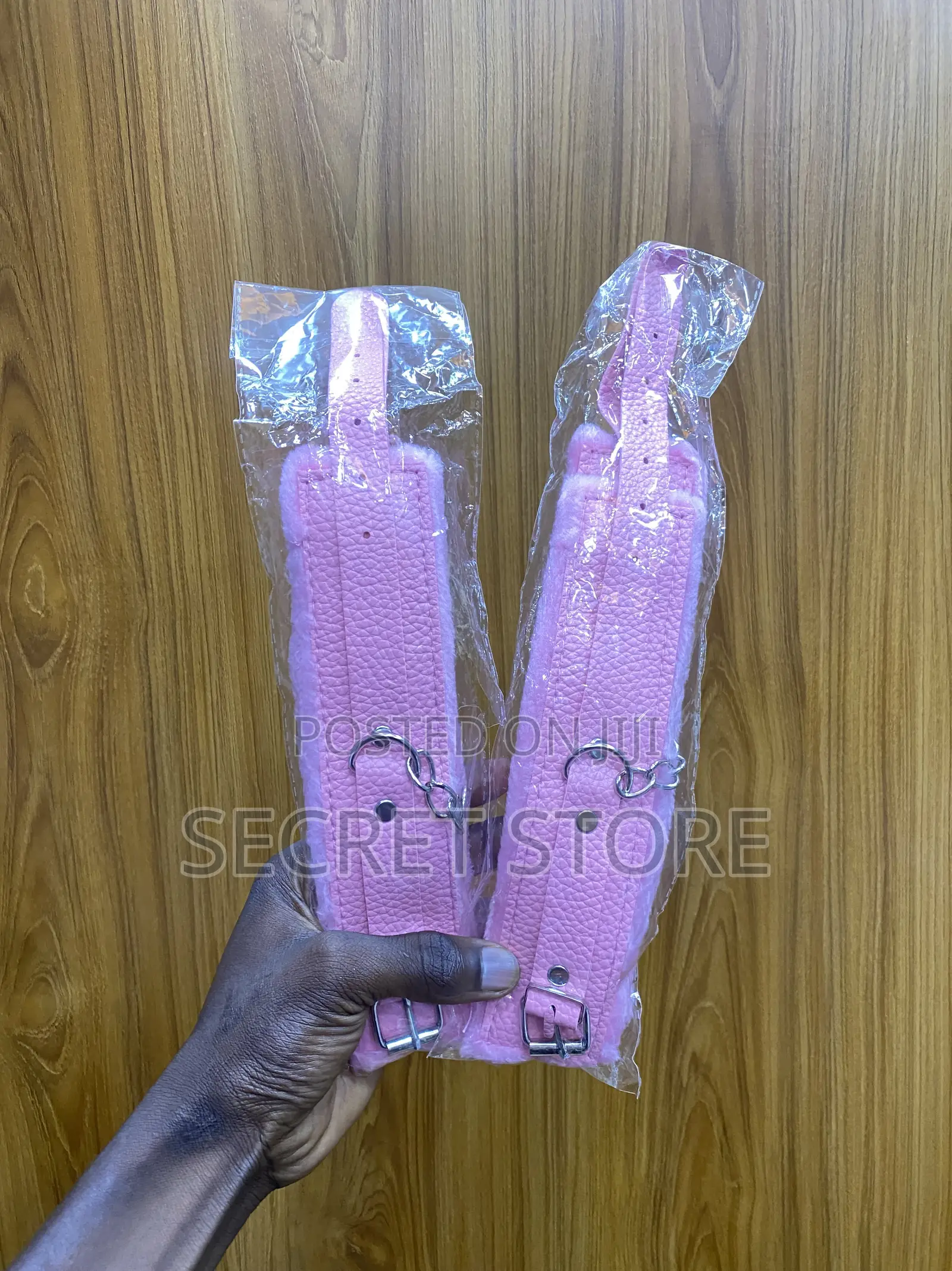 Pink Faux-Leather and Plush-Lined Restraint Cuffs