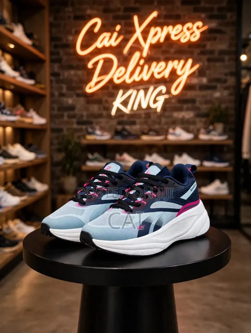 Reebok Energen Tech Plus 3 Running Shoes in a Blue, Navy, and Pink