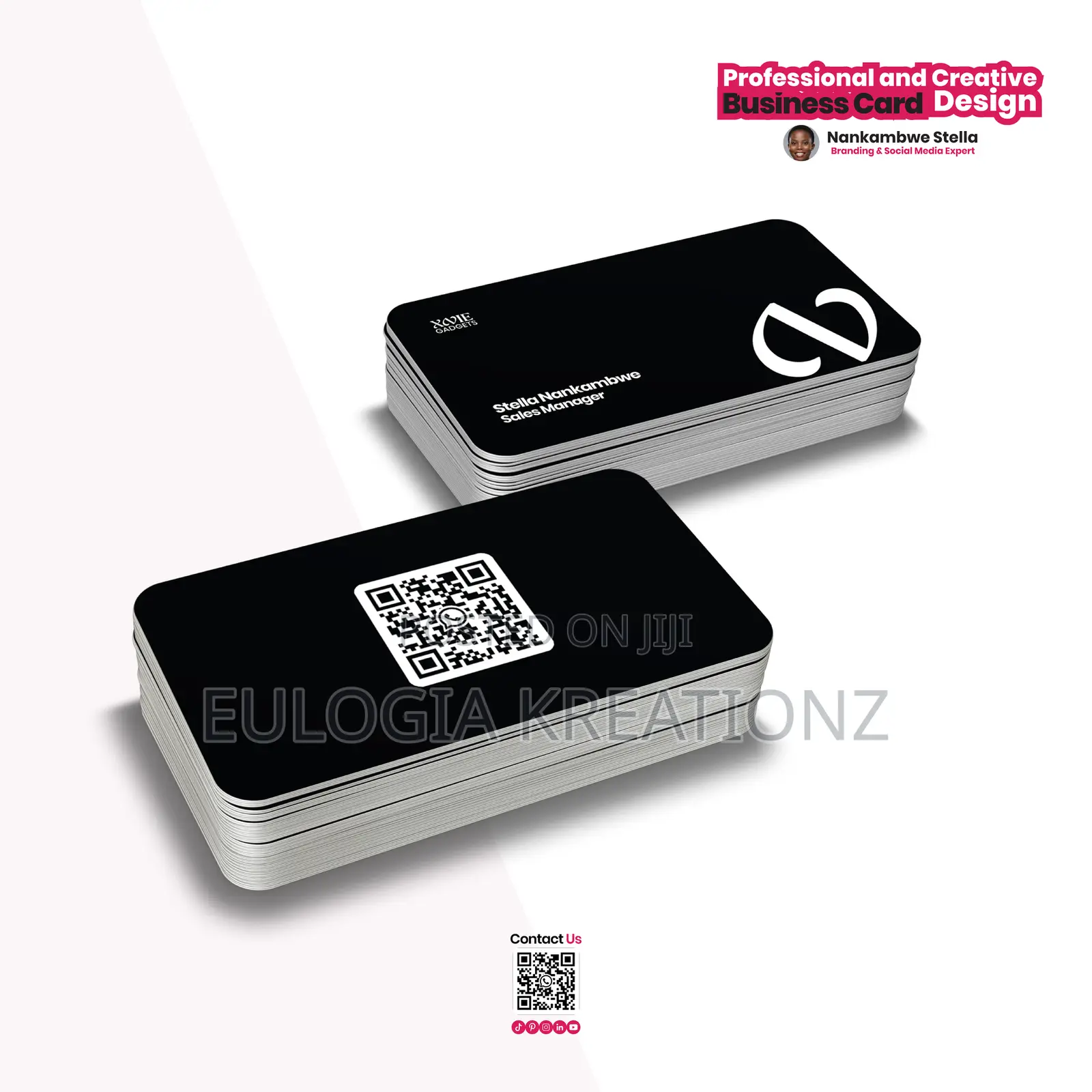 Black Qr Code Business Card Design
