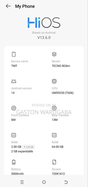 Tecno Pop 10C 64 GB White