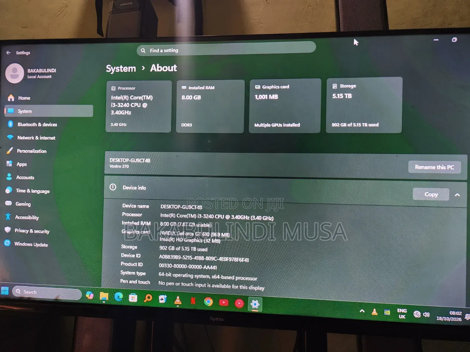 Desktop Computer Dell Vostro 470 8GB Intel Core i3 HDD 5T
