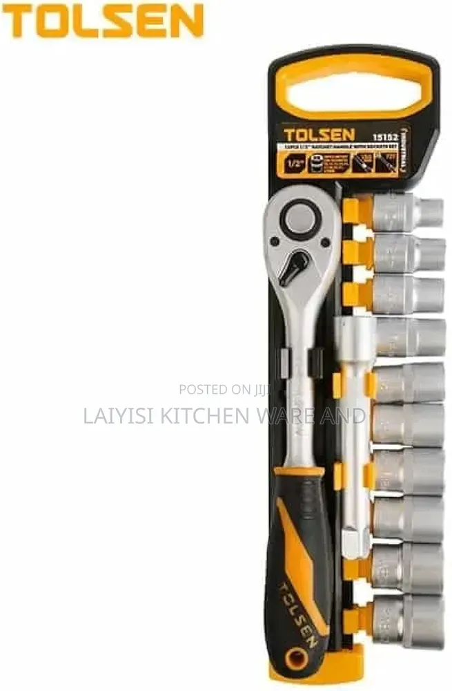 Socket Set 1/2′′ 12 Pieces Industrial Ratchet Handle Socket Set
