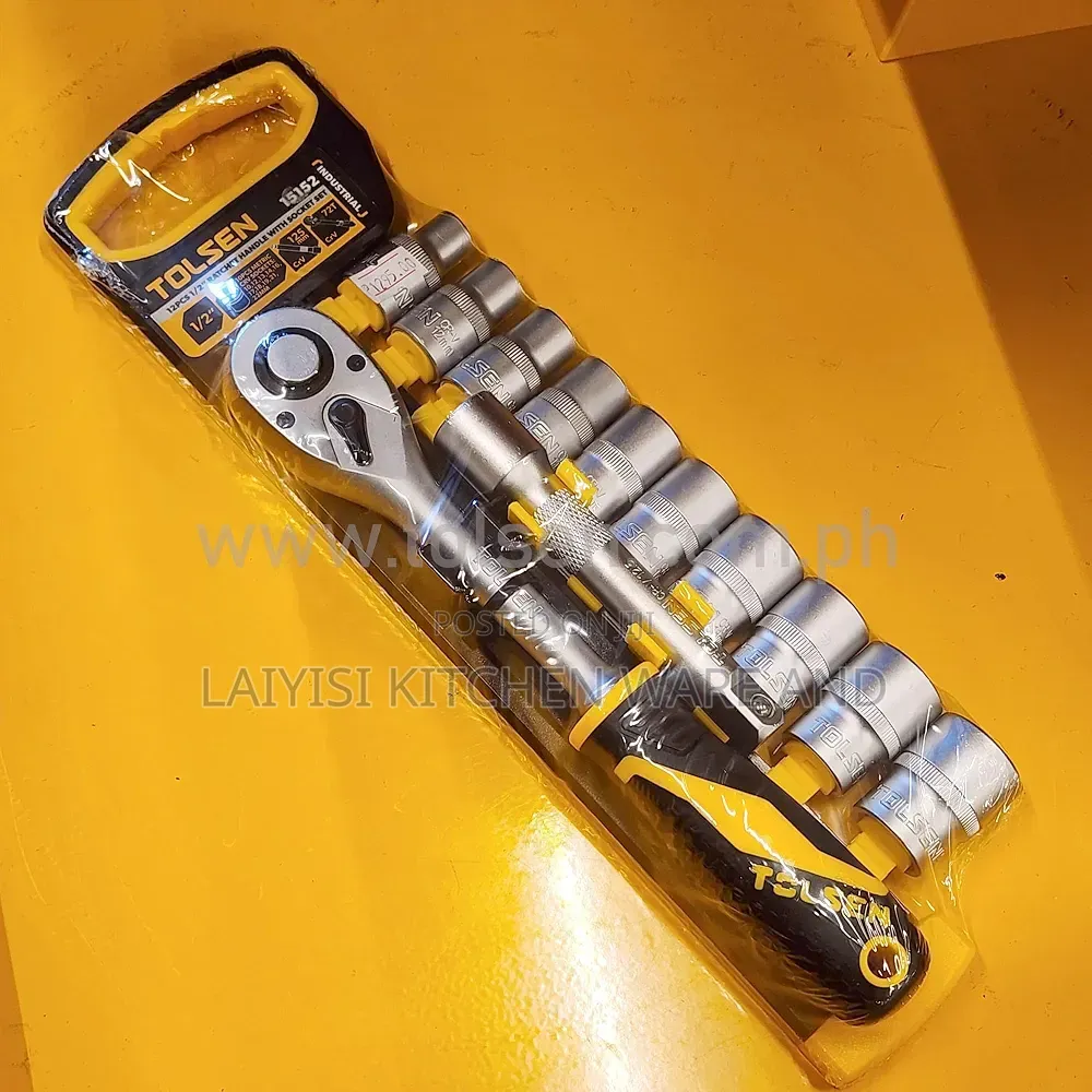 Socket Set 1/2′′ 12 Pieces Industrial Ratchet Handle Socket Set