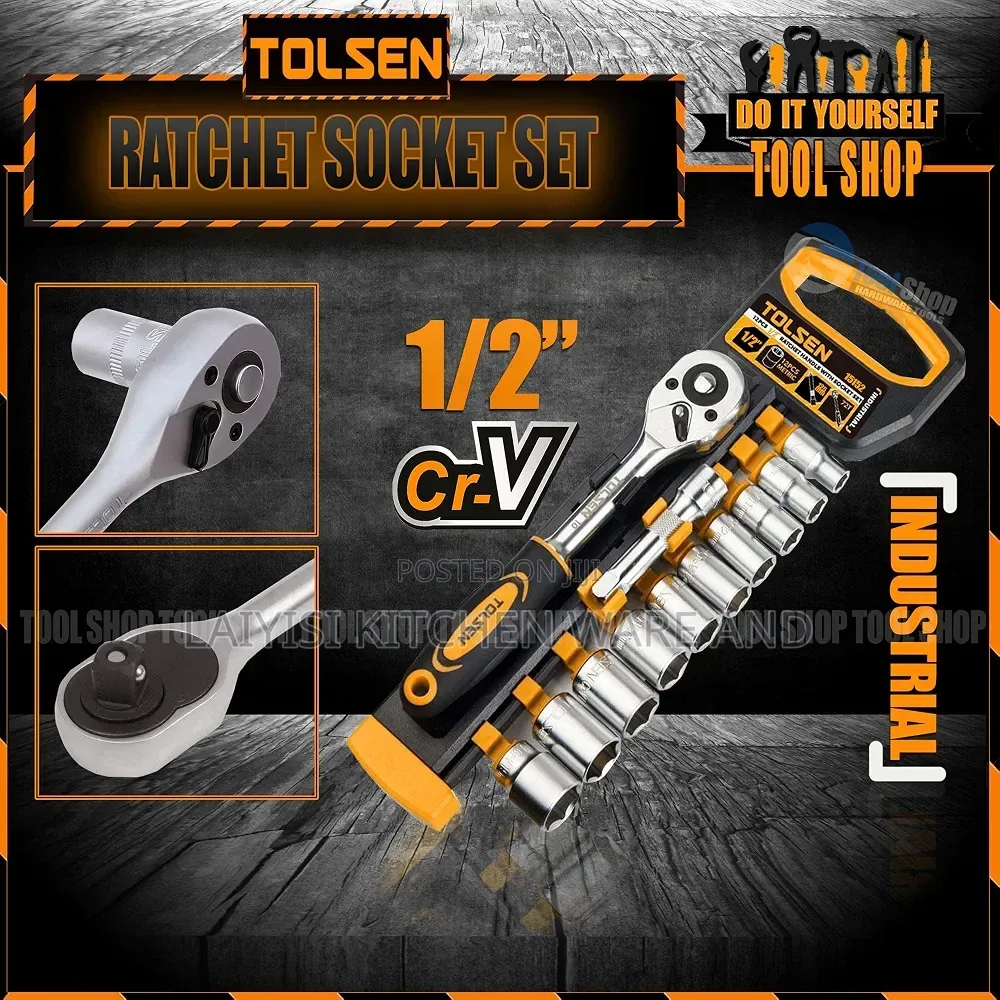 Socket Set 1/2′′ 12 Pieces Industrial Ratchet Handle Socket Set