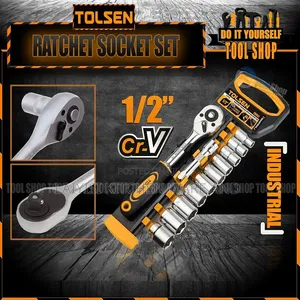 Socket Set 1/2′′ 12 Pieces Industrial Ratchet Handle Socket Set