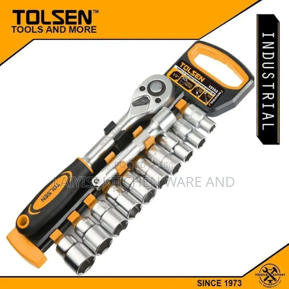 Socket Set 1/2′′ 12 Pieces Industrial Ratchet Handle Socket Set