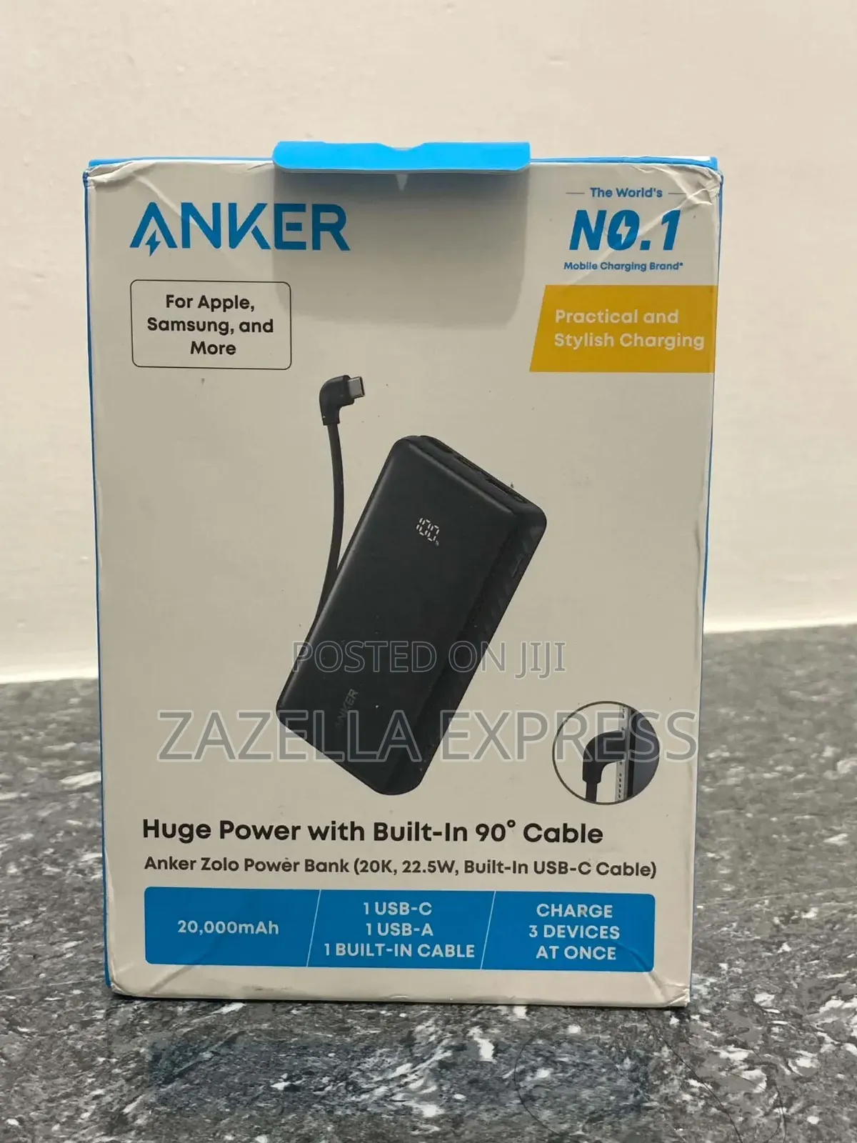 Anker 45W Zolo Power Bank 20000mah Portable Charger Dual USB-C Cable