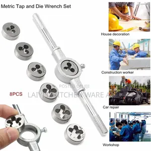 8PC Tap Die Set M3-M12 Tapping Wrench Die on Stock