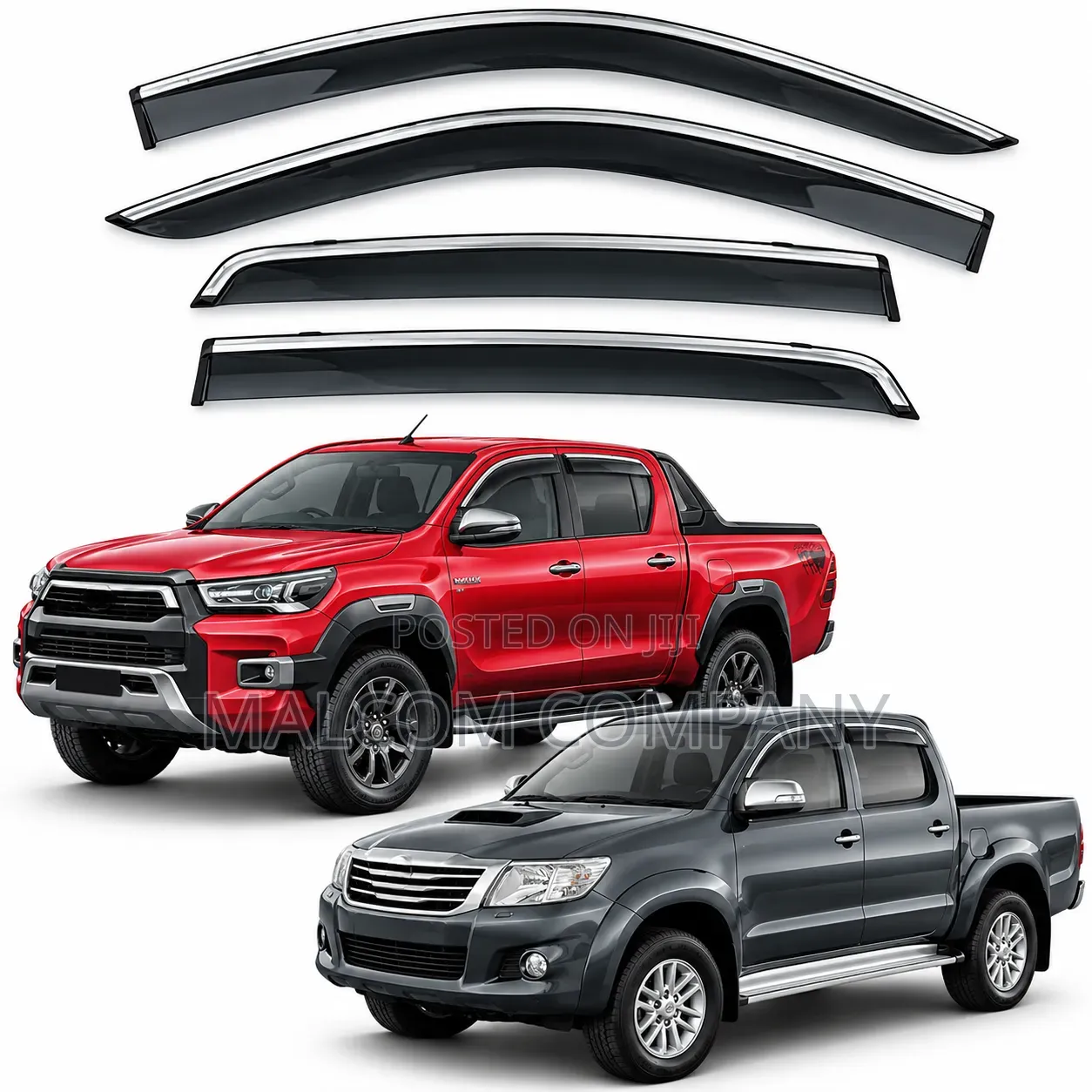 Toyota Hilux Window Visors 4PCS – Black Rain Guards Uganda