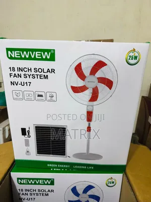 Solar Fan Rechargeable Stand Fan With Metallic Grill and Solar Pannel
