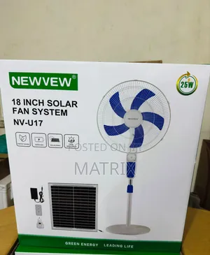 Solar Fan Rechargeable Stand Fan With Metallic Grill and Solar Pannel