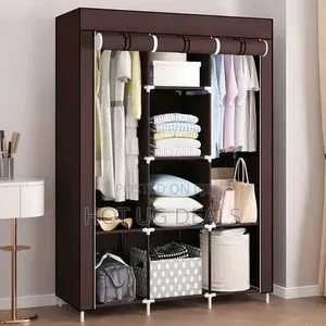 3 Column Wardrobe Metallic Stands Cloth Wardrobe- Multicolor