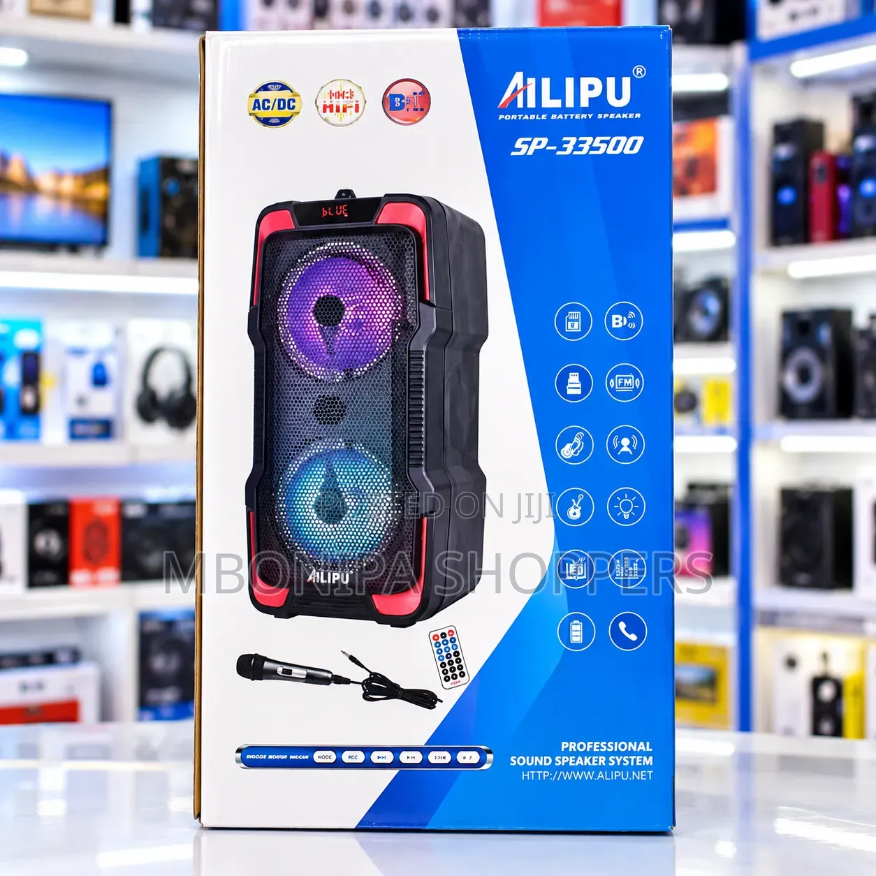 ALIPU Bluetooth Speaker With LED Lights, Microphone & Remote Control