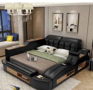 Smart Music  Leather Bed  With Storage
