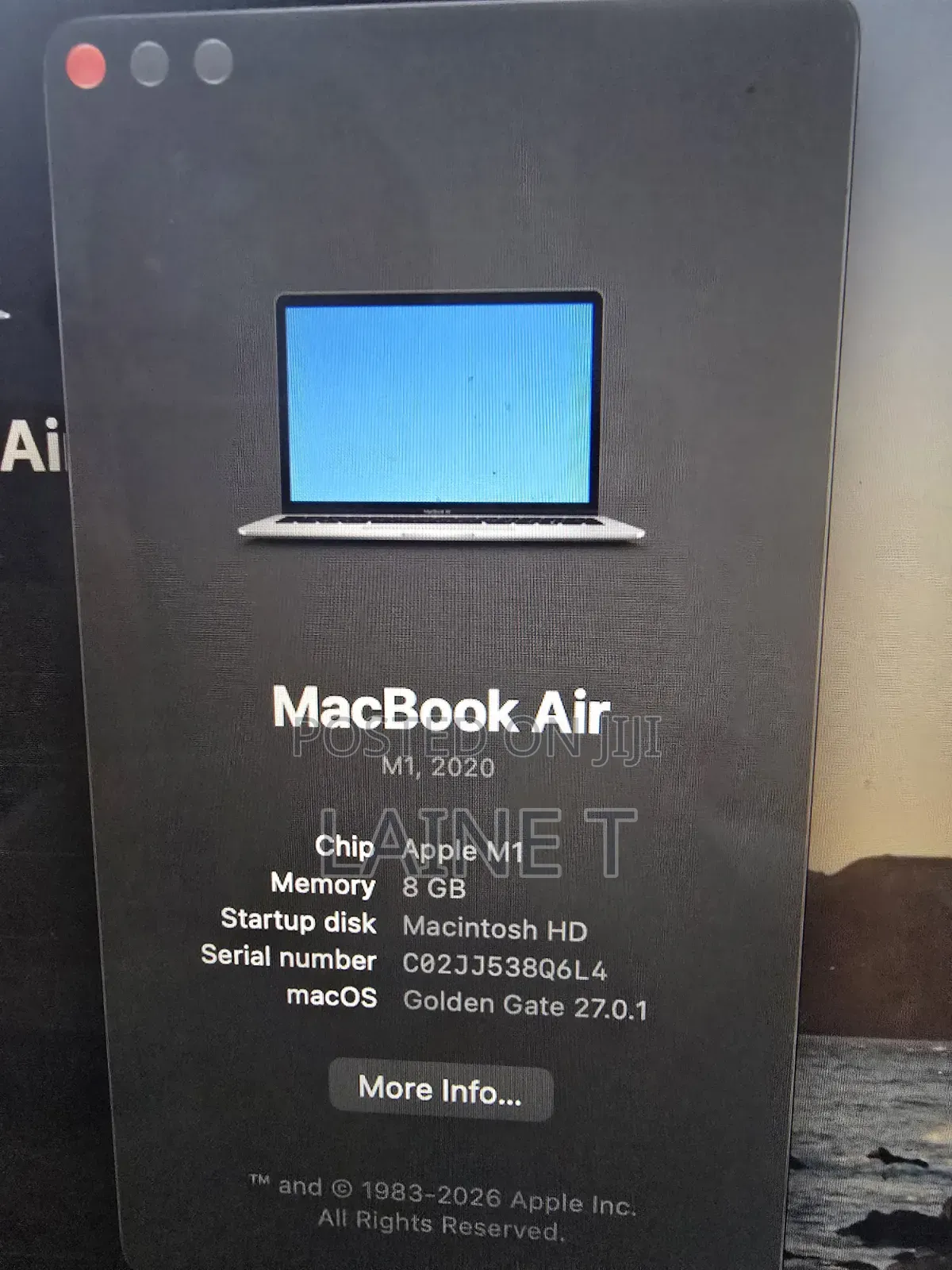 New Laptop Apple MacBook 2020 8GB Apple M1 SSD 256GB