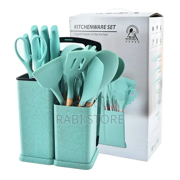 19pcs Silicone Spoons Set With Knives and Chopping Board