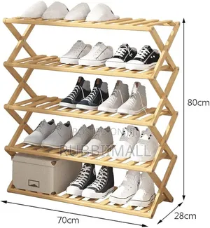 5-Tier Bamboo Foldable Shoe Rack Organizer.