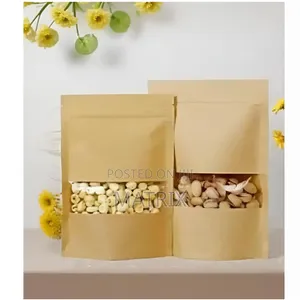 50 Pieces Brown Kraft Paper Ziplock Packaging Pouch