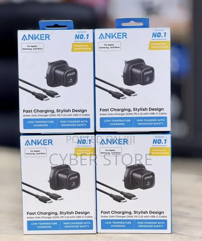 Anker Zolo Charger (20W, PD 3.0) With USB-C Cable.
