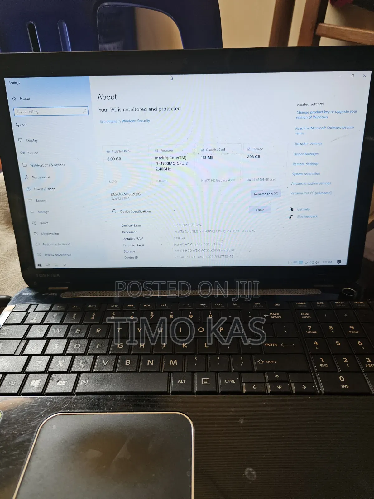 Laptop Toshiba Satellite L50 8GB Intel Core i7 HDD 320GB