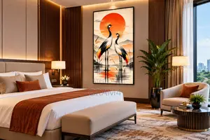 Crested Crane African Wildlife Wall Art 120x60cm – Framed Canvas