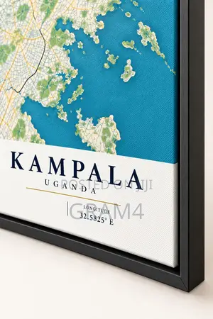 Kampala Uganda Map Wall Art 120x60cm – Framed Canvas