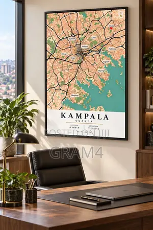 Kampala Uganda Map Wall Art 120x60cm – Framed Canvas