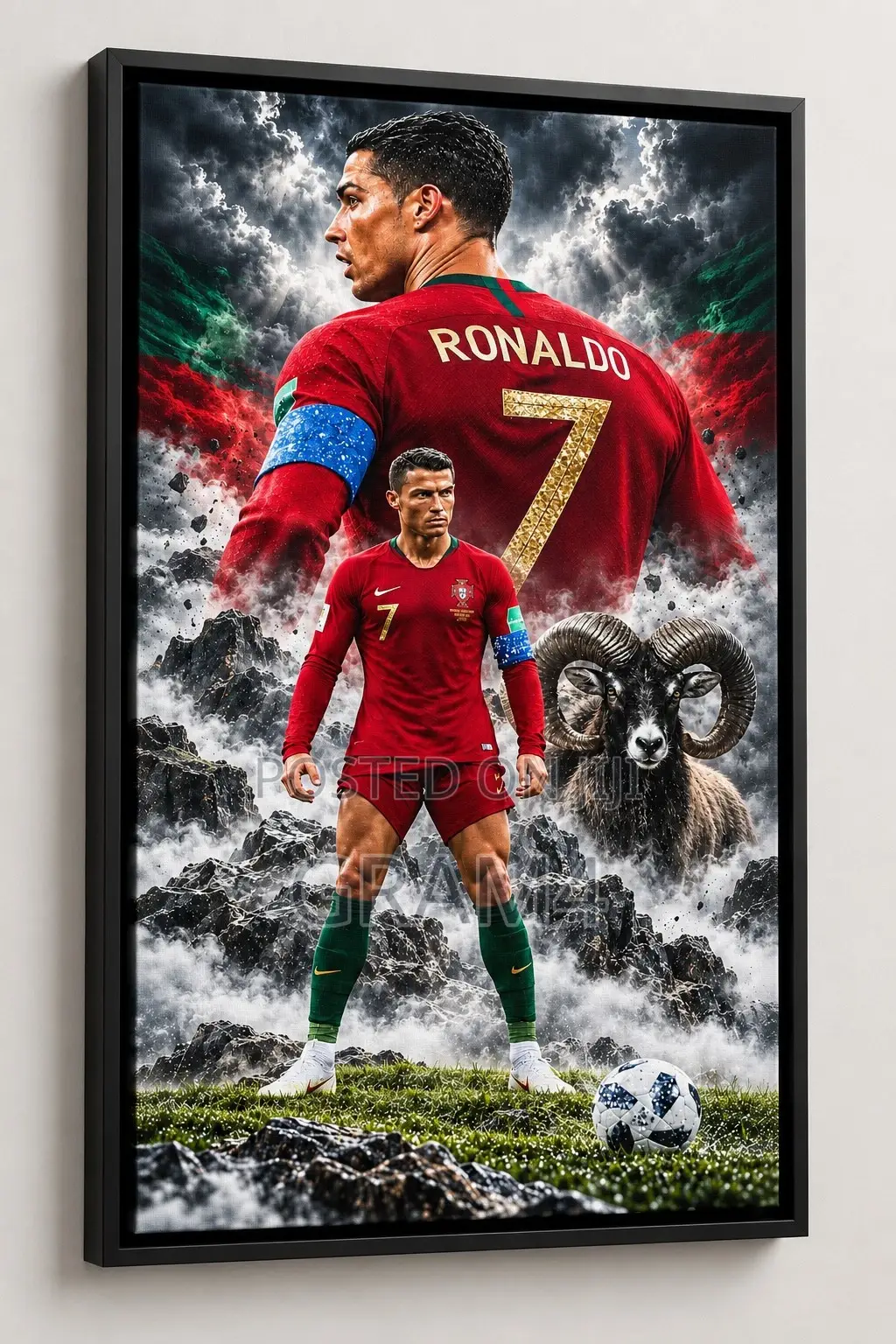 Ronaldo CR7 Football Wall Art 120x60cm – Framed Canvas