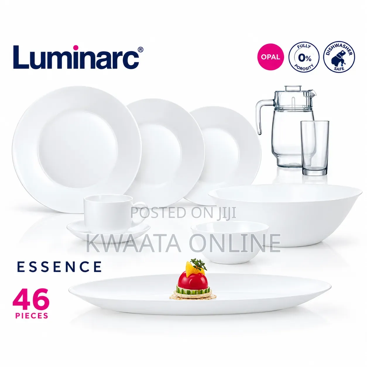 Luminarc Essence & Diwali 46-Piece White Opal Glass Dinnerware Set