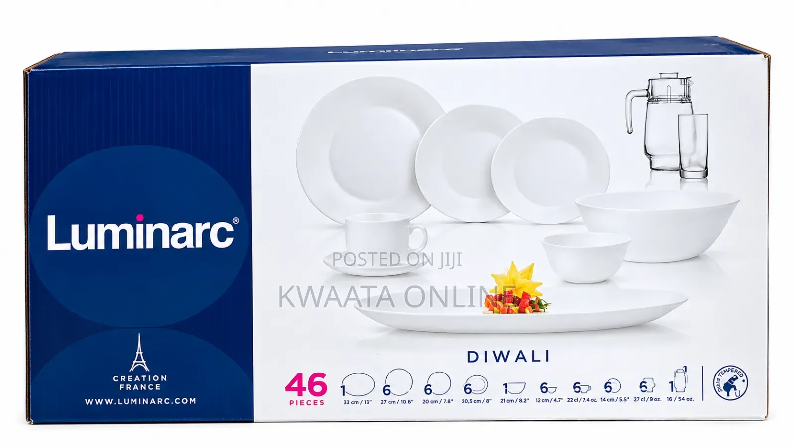 Luminarc Essence & Diwali 46-Piece White Opal Glass Dinnerware Set