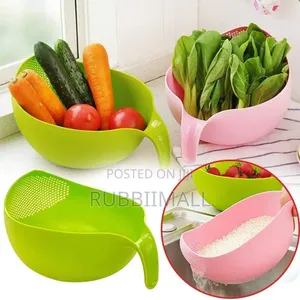 Multi-Purpose Plastic Rice Washing Bowl & Strainer