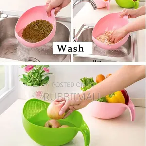 Multi-Purpose Plastic Rice Washing Bowl & Strainer