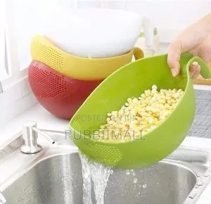 Multi-Purpose Plastic Rice Washing Bowl & Strainer