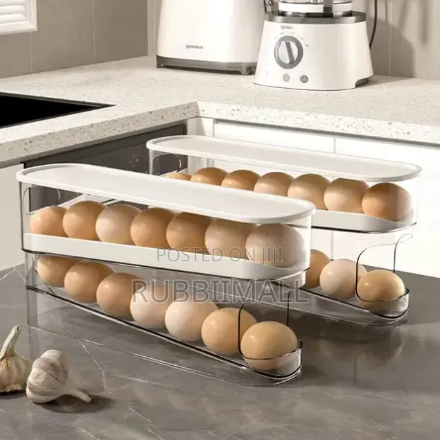 Automatic Rolling Egg Dispenser & Storage Containers. 2 Tier