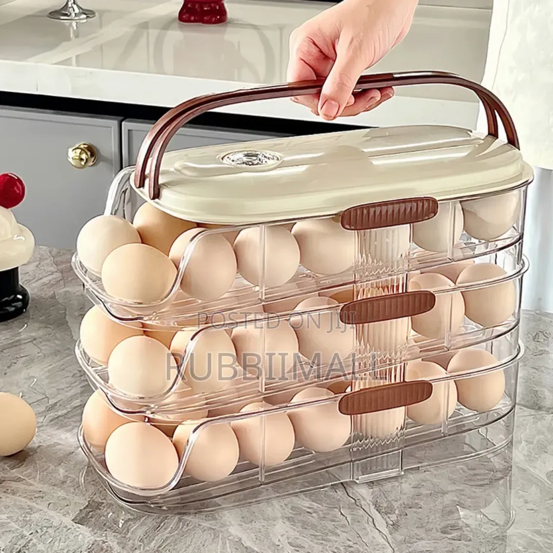 Automatic Rolling Egg Dispenser & Storage Box 3 Tier