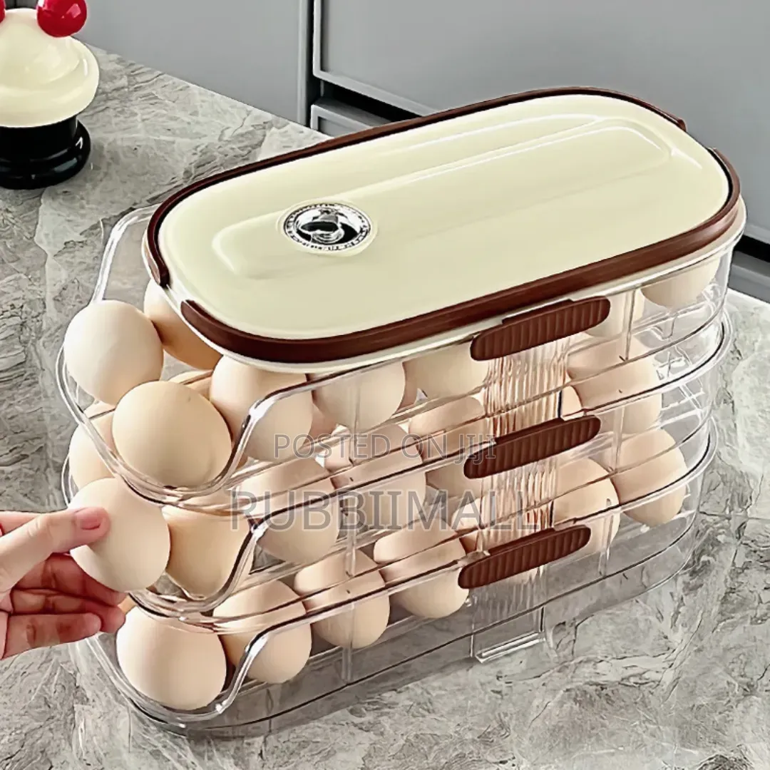 Automatic Rolling Egg Dispenser & Storage Box 3 Tier