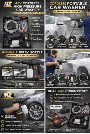 Cordless Portable Wireless Pressure Washer Gun 48V 12000mAh