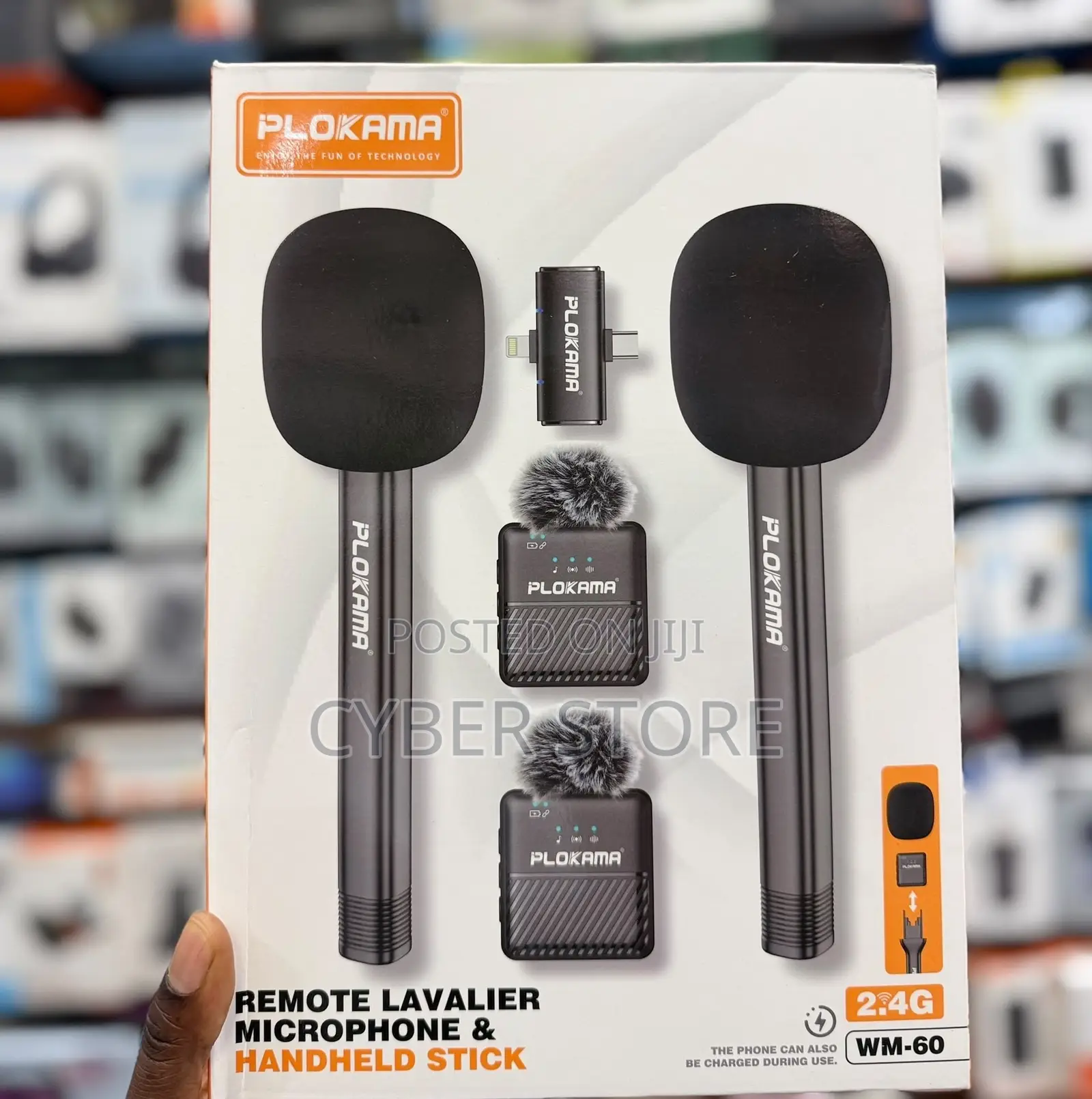 Plokama WM-60 Wireless Dual Microphone System & Handheld Stick,