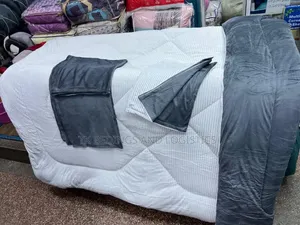 Premium Corduroy Duvet Set White and Brown