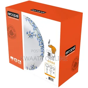 Arcopal Aliya Blue 38-Piece Opal Glass Dinnerware Set Floral Tableware