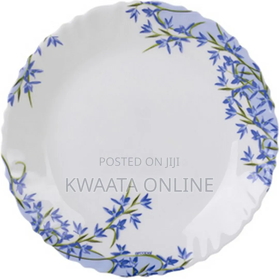 Arcopal Aliya Blue 38-Piece Opal Glass Dinnerware Set Floral Tableware