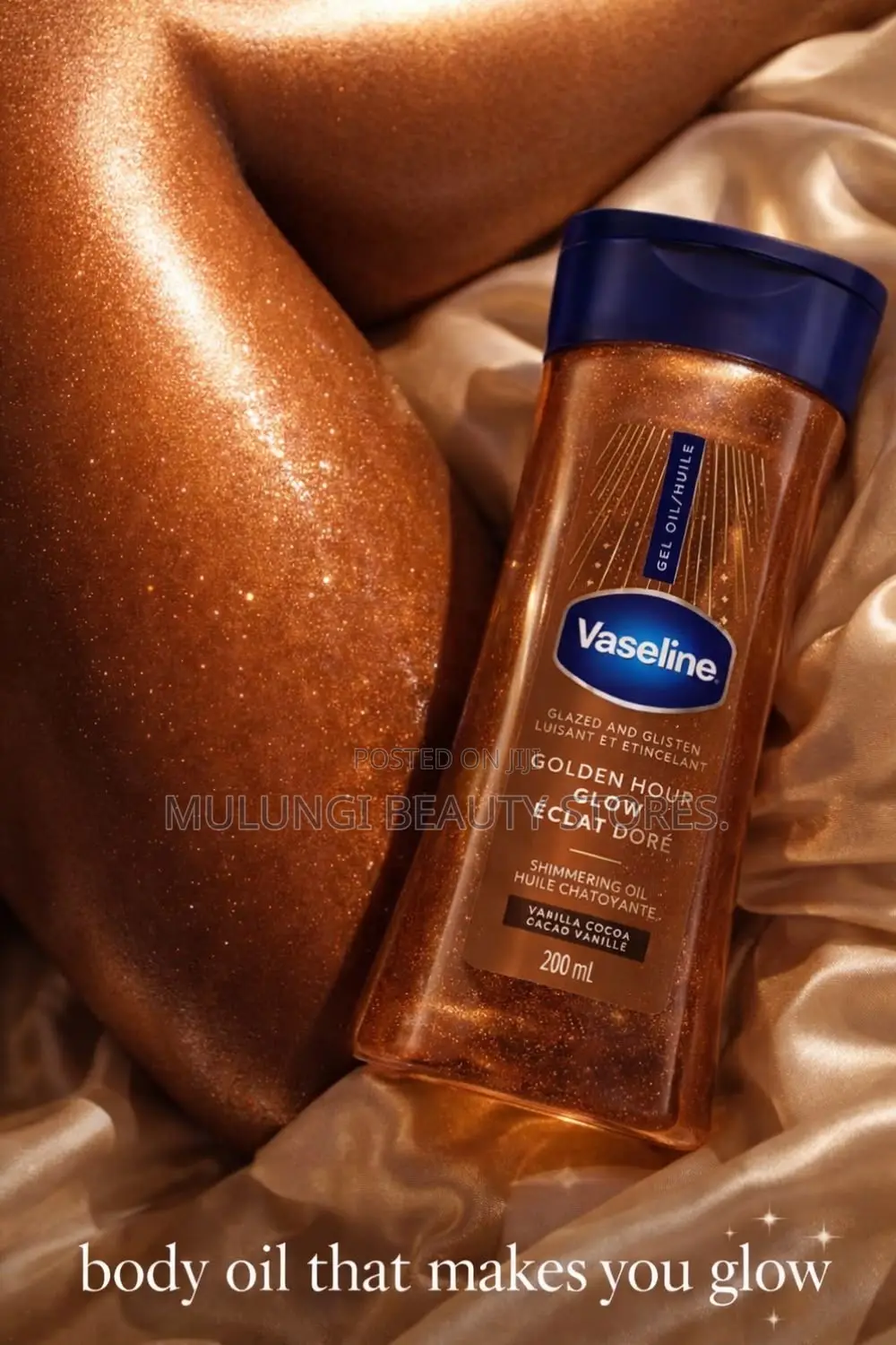 Vaseline Glazed and Glisten Golden Hour Glow Shimmering Body Gel Oil