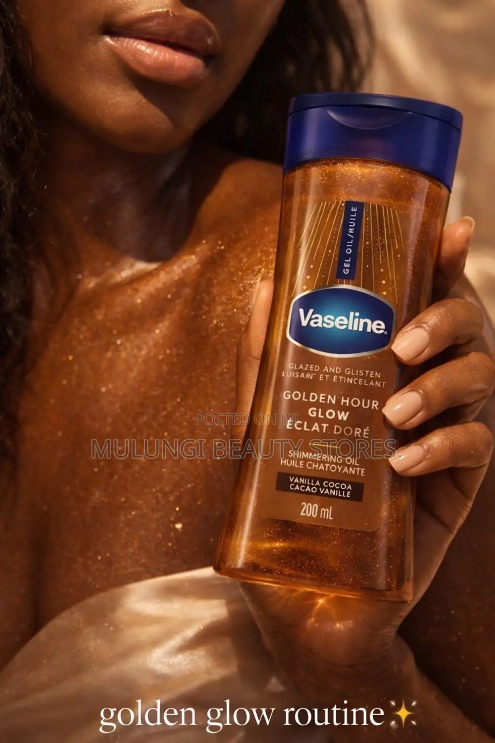 Vaseline Glazed and Glisten Golden Hour Glow Shimmering Body Gel Oil
