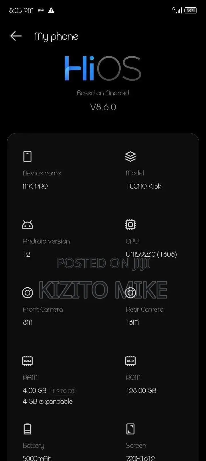 Tecno Spark 10C 128 GB Black