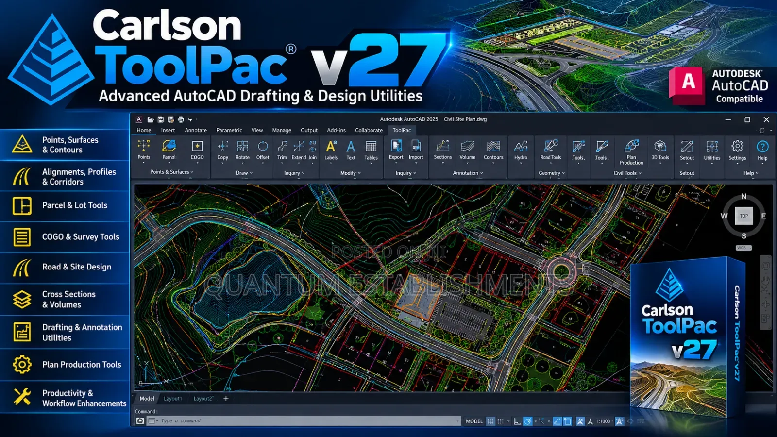 Carlson ToolPac V27 | Advanced AutoCAD Drafting & Design Utilities