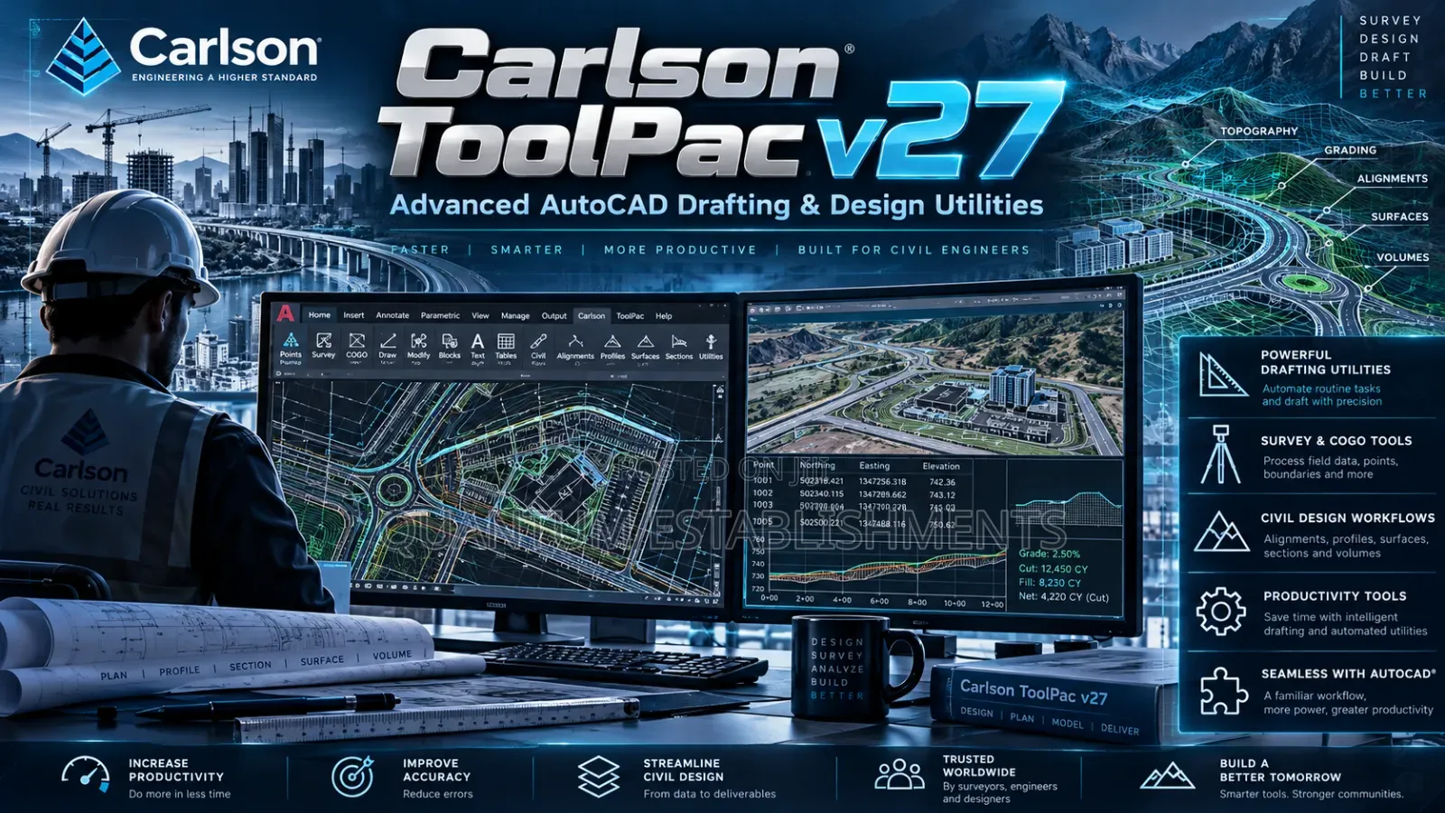 Carlson ToolPac V27 | Advanced AutoCAD Drafting & Design Utilities