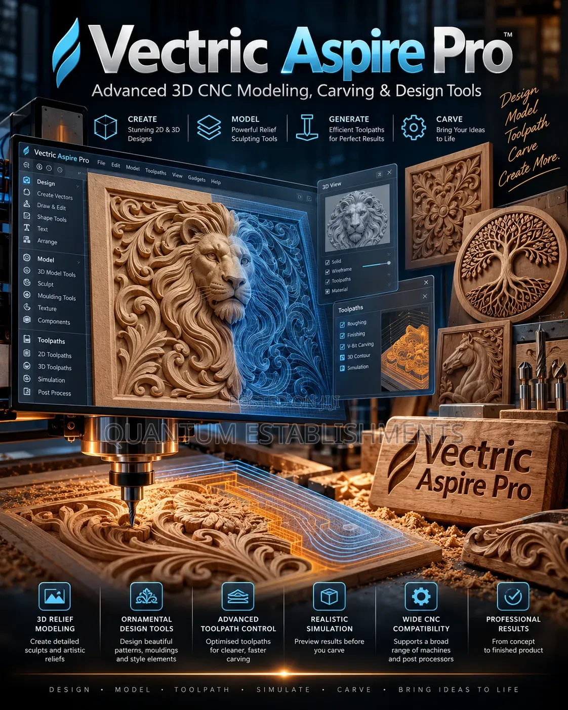 Vectric Aspire Pro | Advanced 3D CNC Modeling, Carving & Design Tools